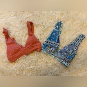NWT XS Bikini Top Bundle Robin Piccone Ribbed + Mynah Blue Reversible Bralette